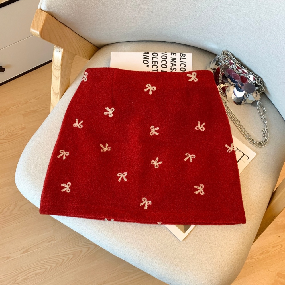 Woolen christmas short skirt Korean style skirt for women