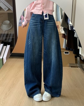 Retro slim straight jeans loose wide leg autumn and winter pants