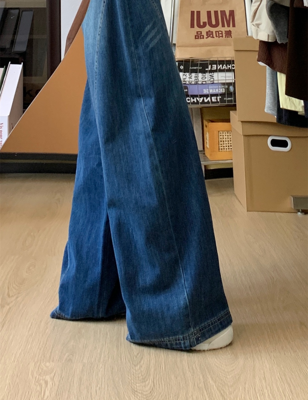 Retro slim straight jeans loose wide leg autumn and winter pants