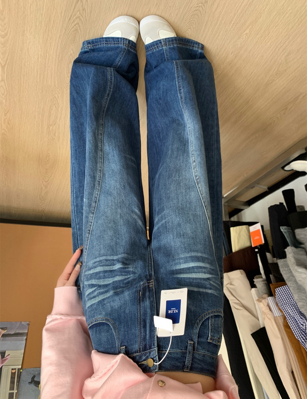 Retro slim straight jeans loose wide leg autumn and winter pants