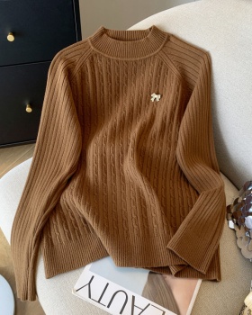 All-match pure half high collar twist pullover sweater