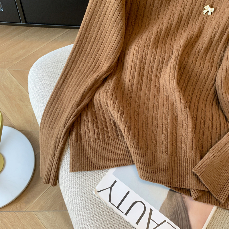 All-match pure half high collar twist pullover sweater