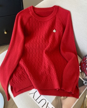 Pure fashion simple round neck twist sweater for women