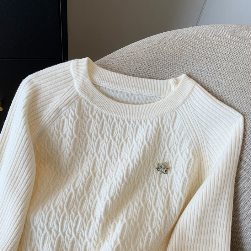 Pure fashion simple round neck twist sweater for women