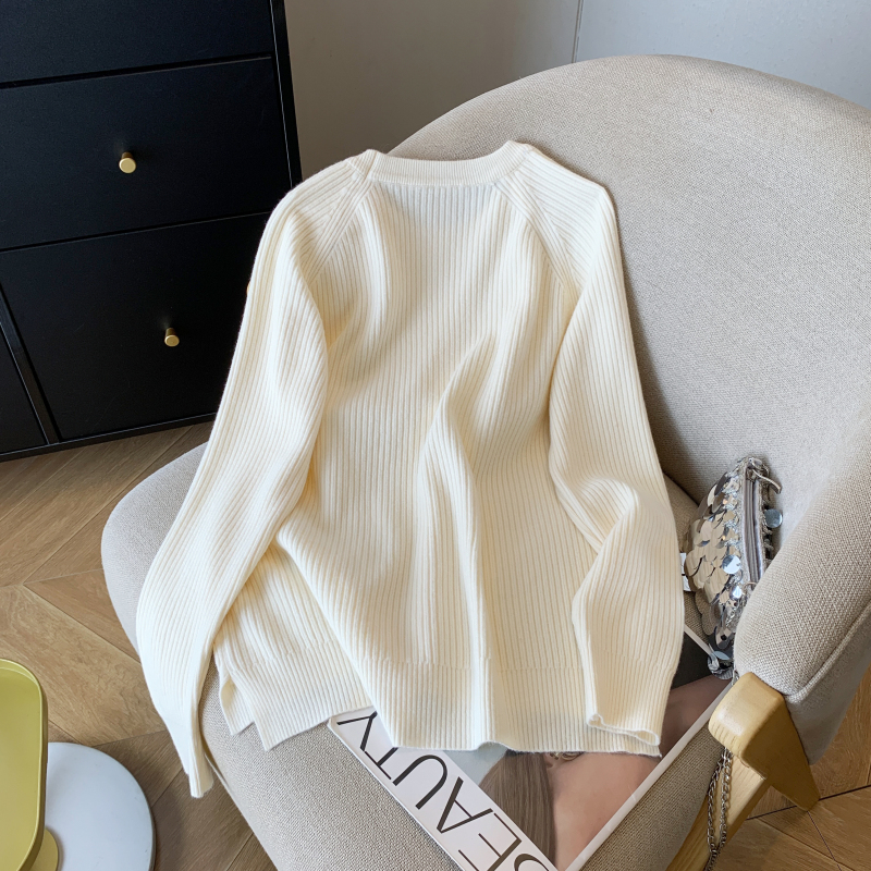 Pure fashion simple round neck twist sweater for women