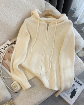 Loose slim hooded coat knitted autumn and winter tops