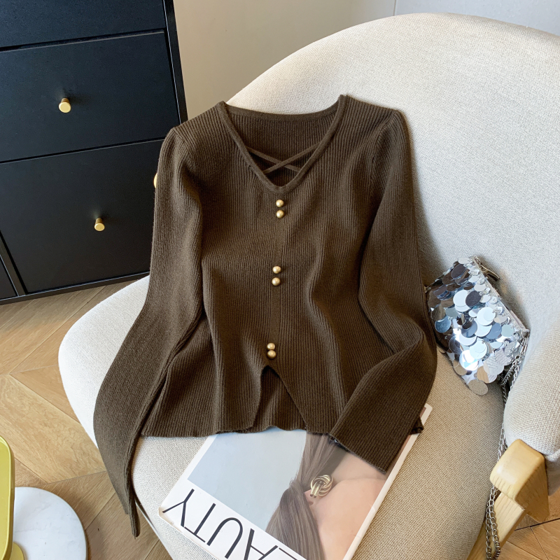 Long sleeve V-neck tops niche sweater for women