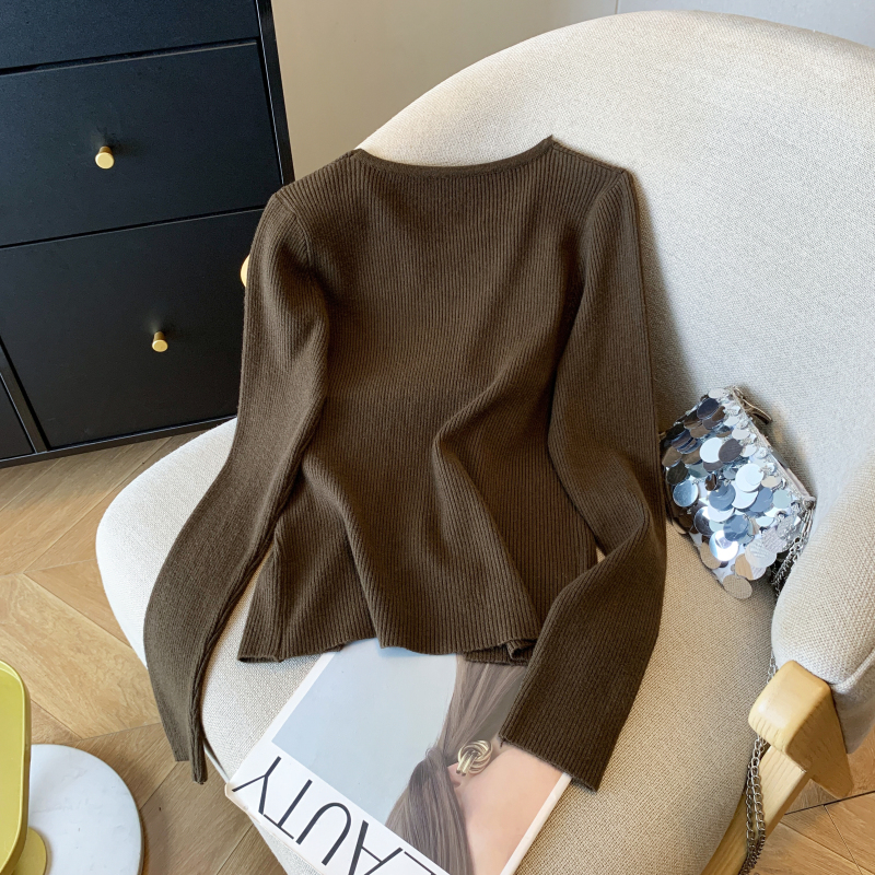 Long sleeve V-neck tops niche sweater for women
