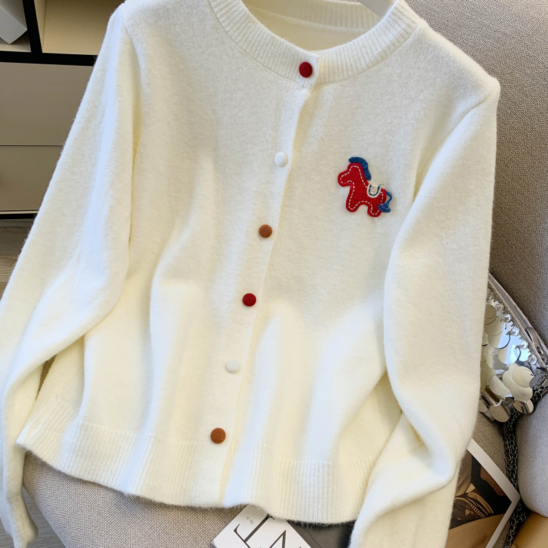 Knitted pony coat niche cardigan for women
