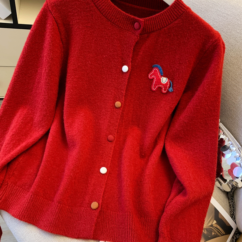 Knitted pony coat niche cardigan for women