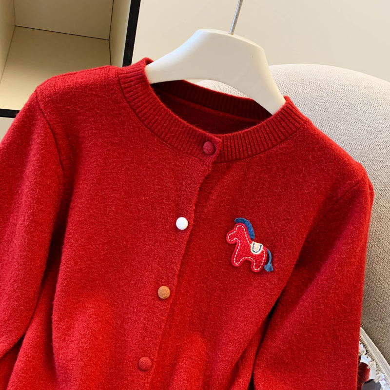 Knitted pony coat niche cardigan for women