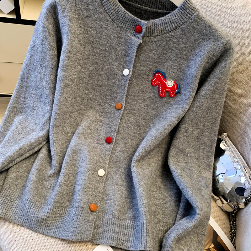 Knitted pony coat niche cardigan for women