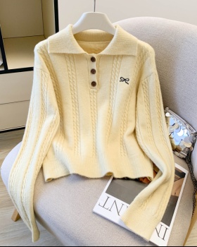 All-match slim loose sweater twist embroidery tops for women