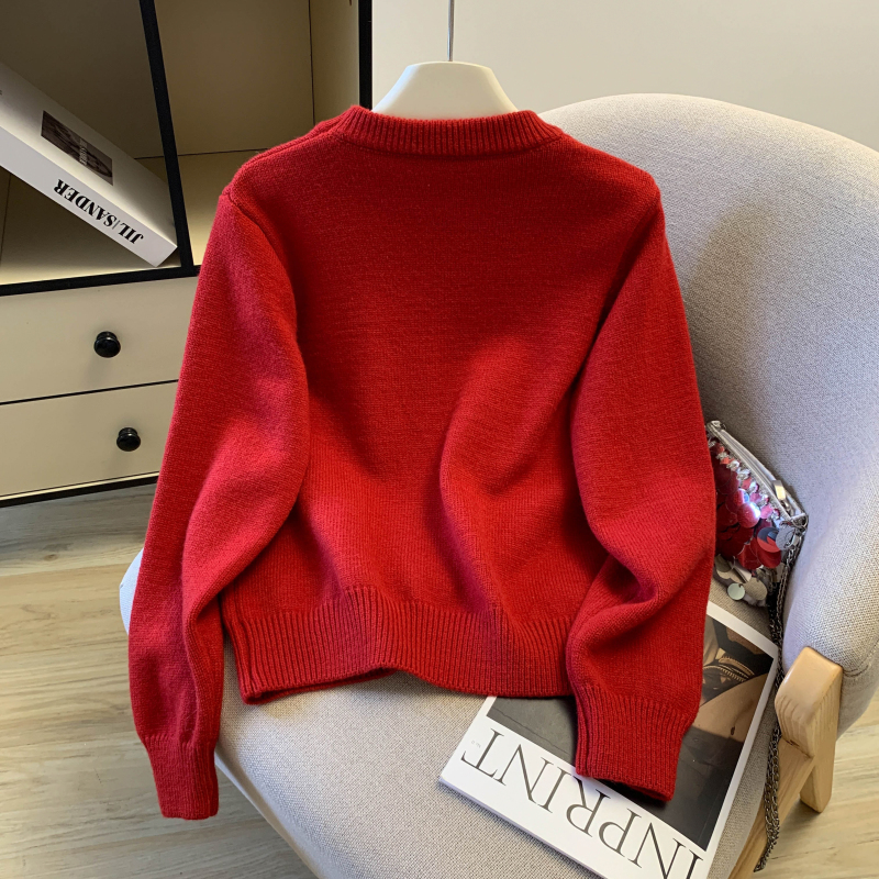 Western style thick pullover tops pony pattern sweater