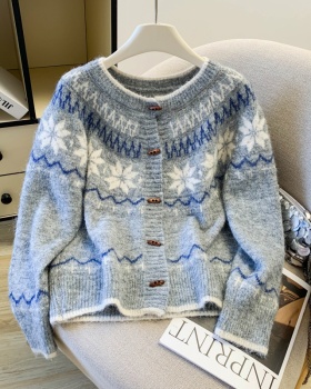 Mixed colors niche coat Western style sweater for women