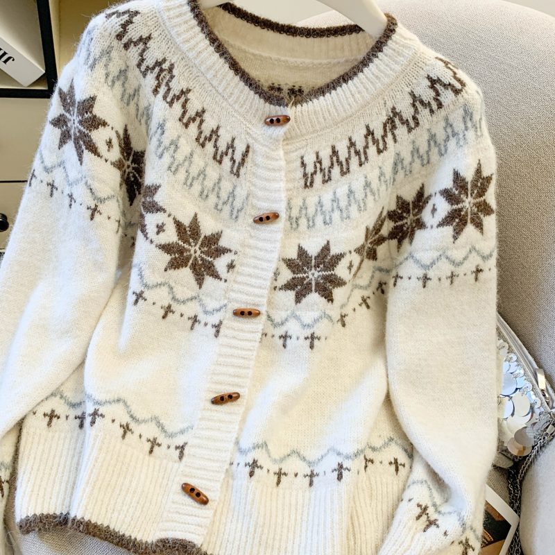 Mixed colors niche coat Western style sweater for women