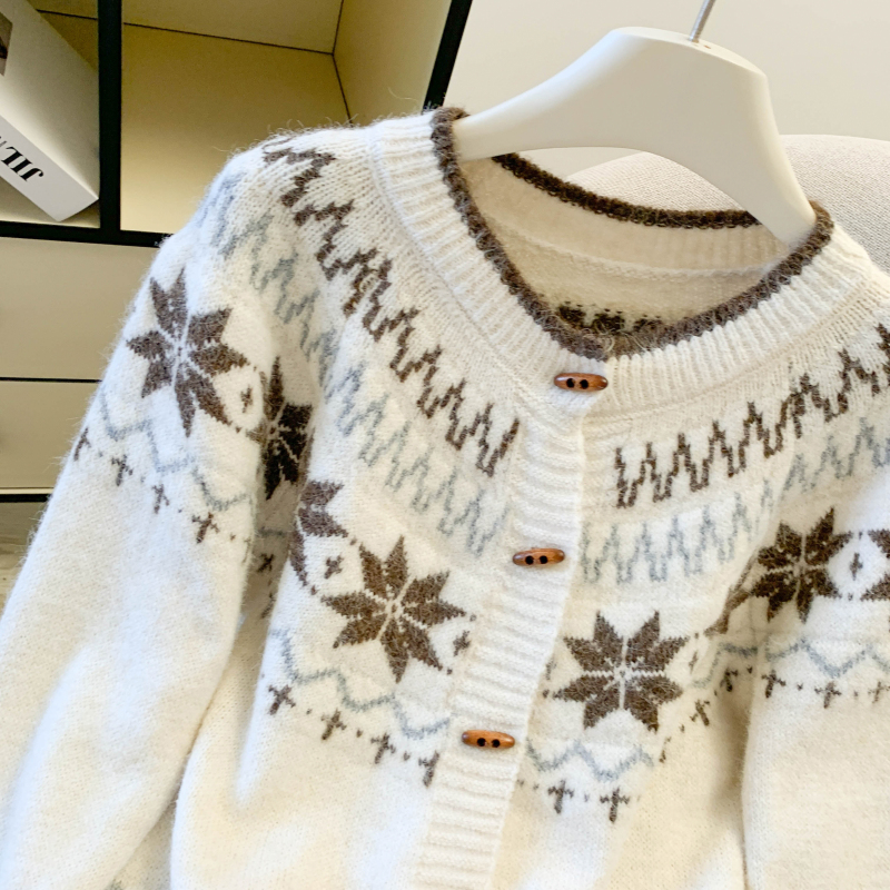 Mixed colors niche coat Western style sweater for women