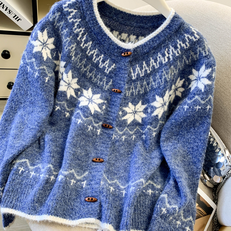 Mixed colors niche coat Western style sweater for women