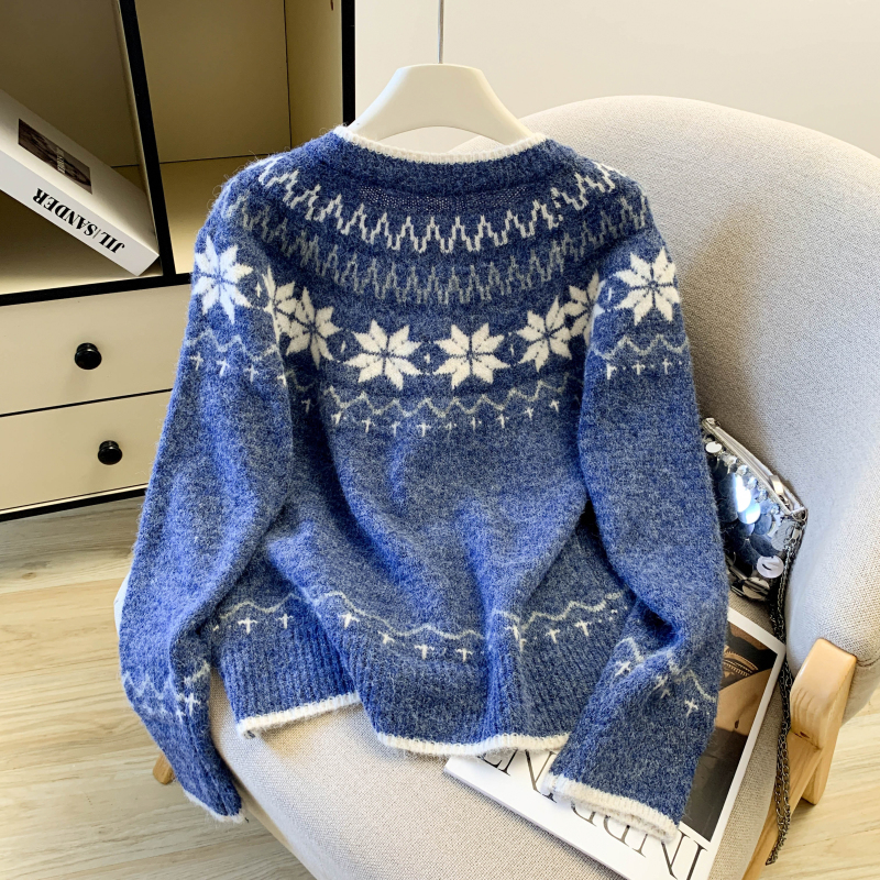 Mixed colors niche coat Western style sweater for women