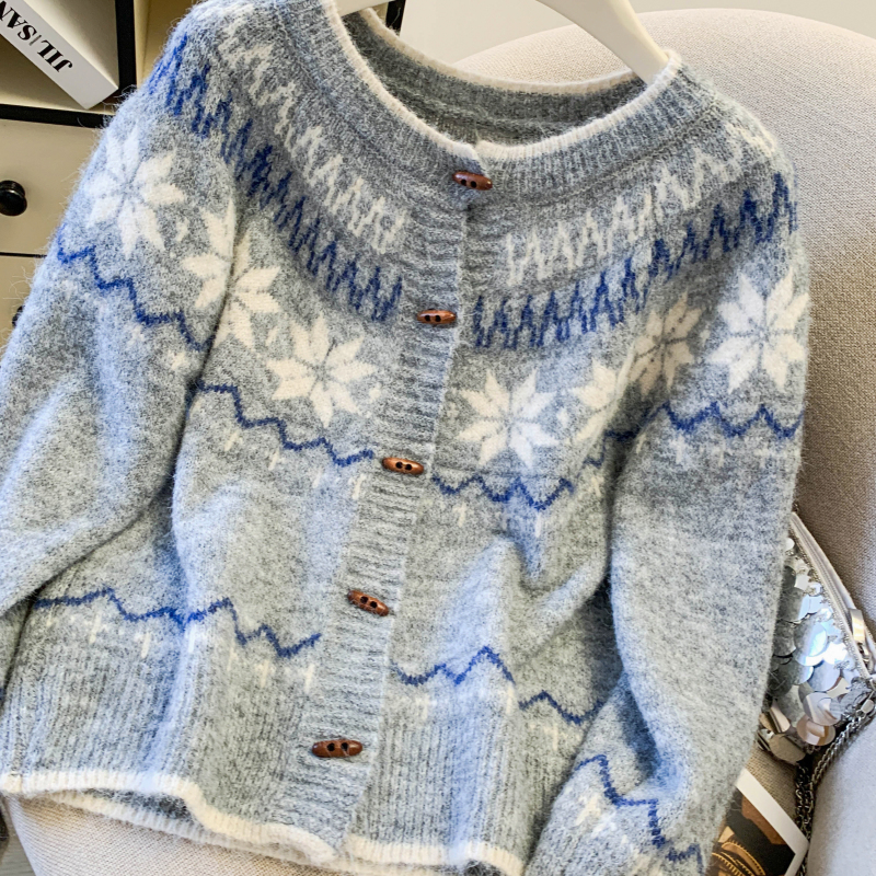 Mixed colors niche coat Western style sweater for women