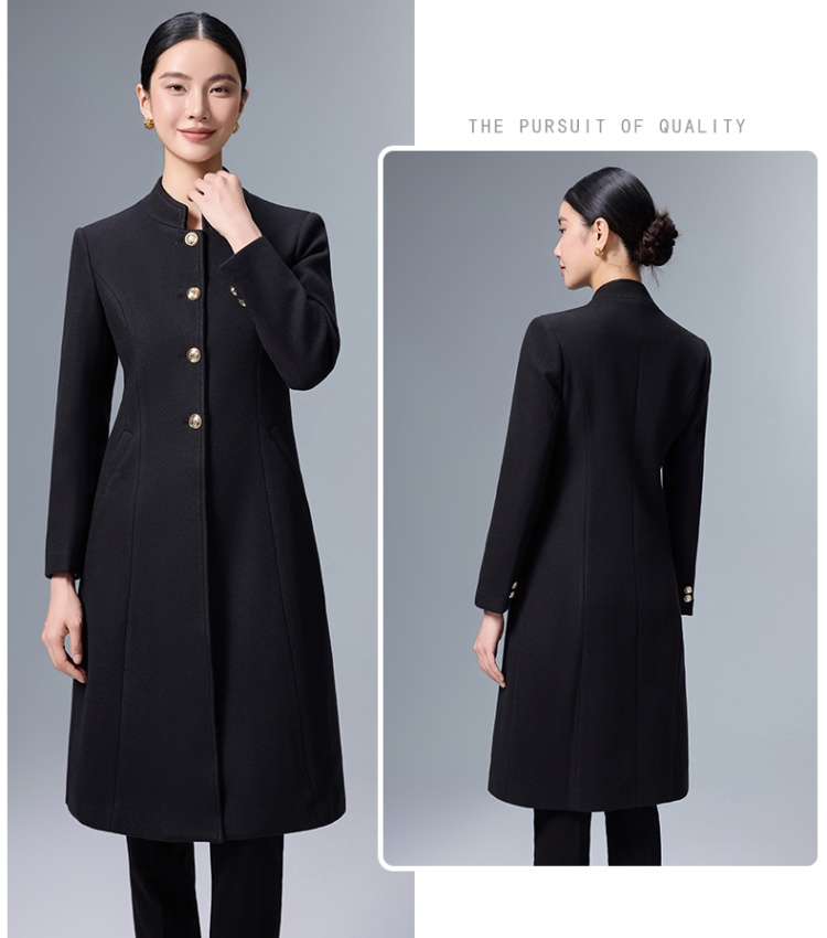 Simple thermal woolen coat thick plus cotton coat for women