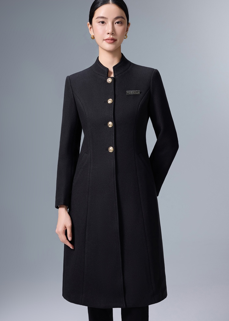 Simple thermal woolen coat thick plus cotton coat for women