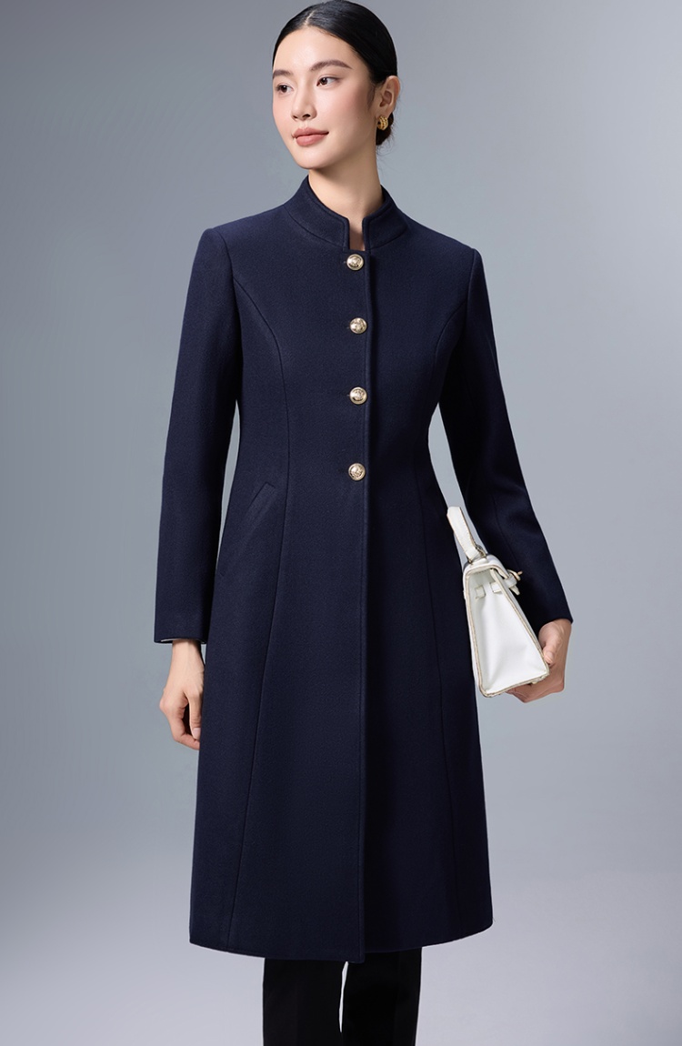 Simple thermal woolen coat thick plus cotton coat for women