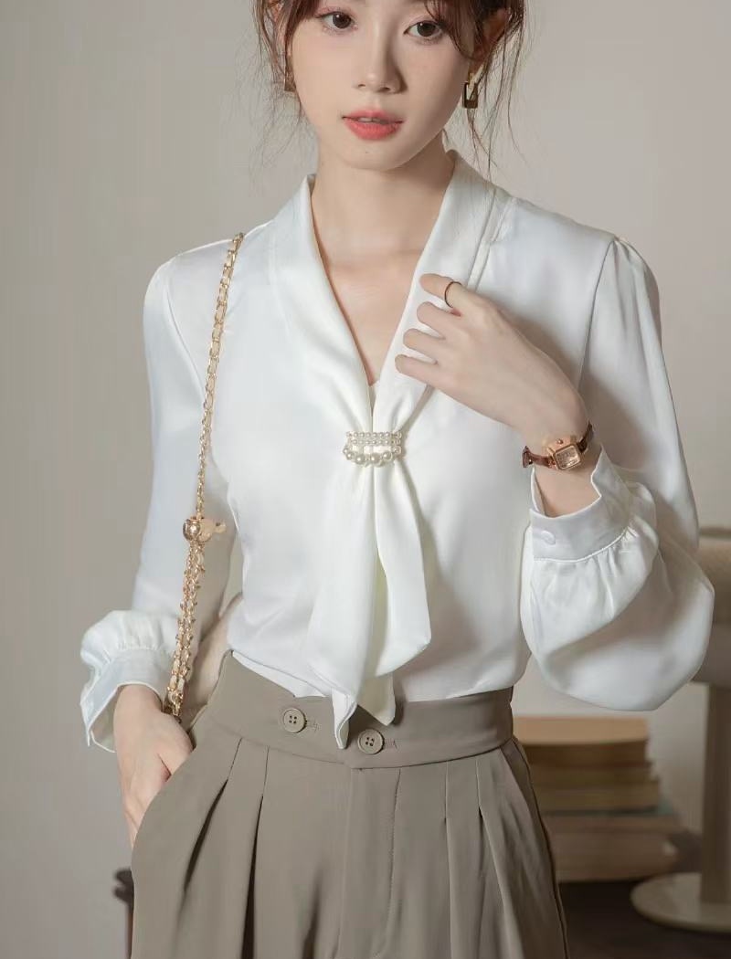 Long sleeve streamer spring and autumn shirt for women