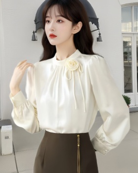 Chiffon satin shirt flowers fungus tops