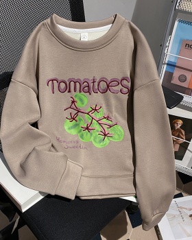 Round neck hoodie loose tops for women