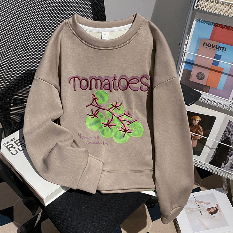 Round neck hoodie loose tops for women