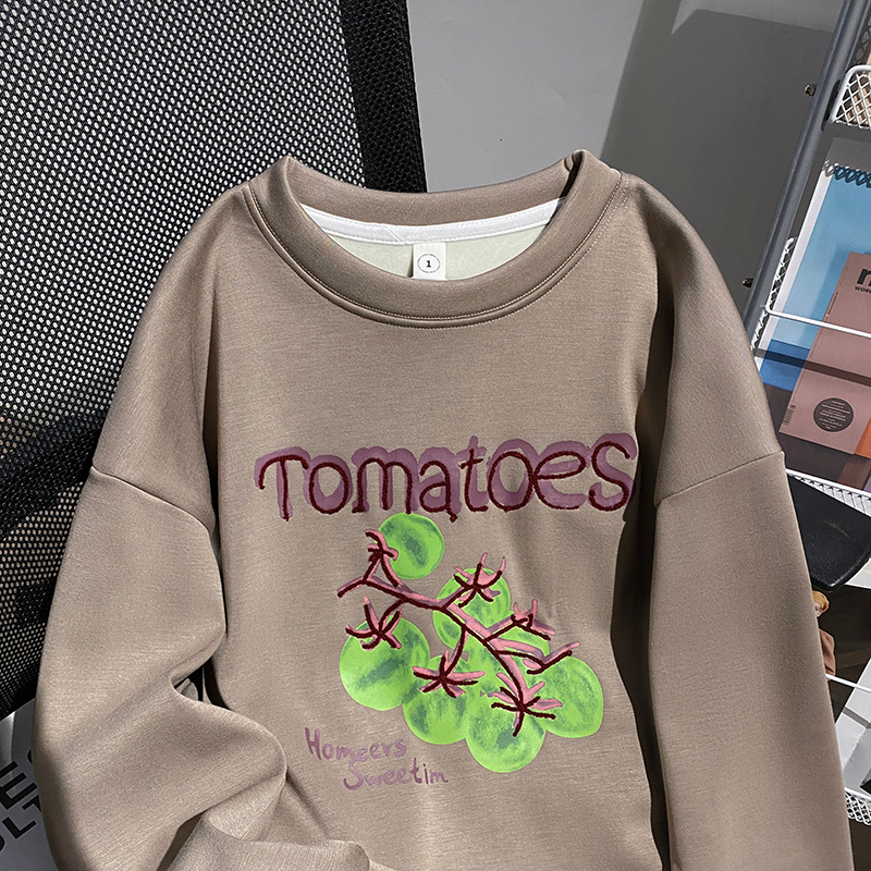 Round neck hoodie loose tops for women