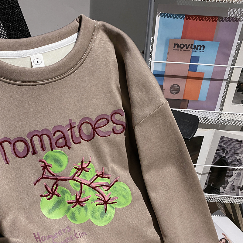 Round neck hoodie loose tops for women