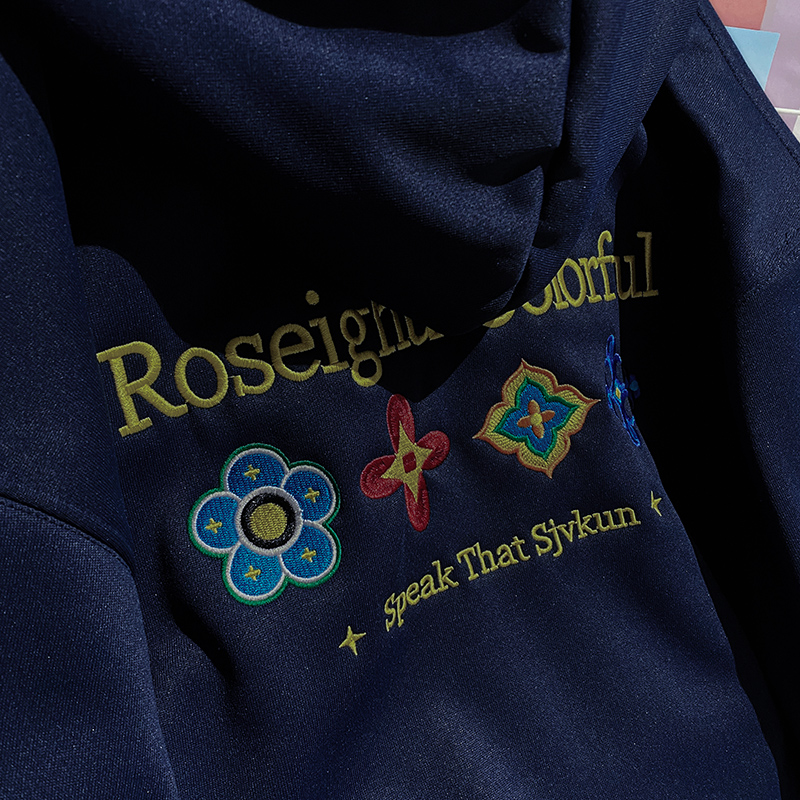 Couples plus velvet hoodie loose embroidery tops