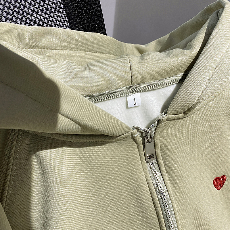 Hooded zip coat plus velvet cardigan for women