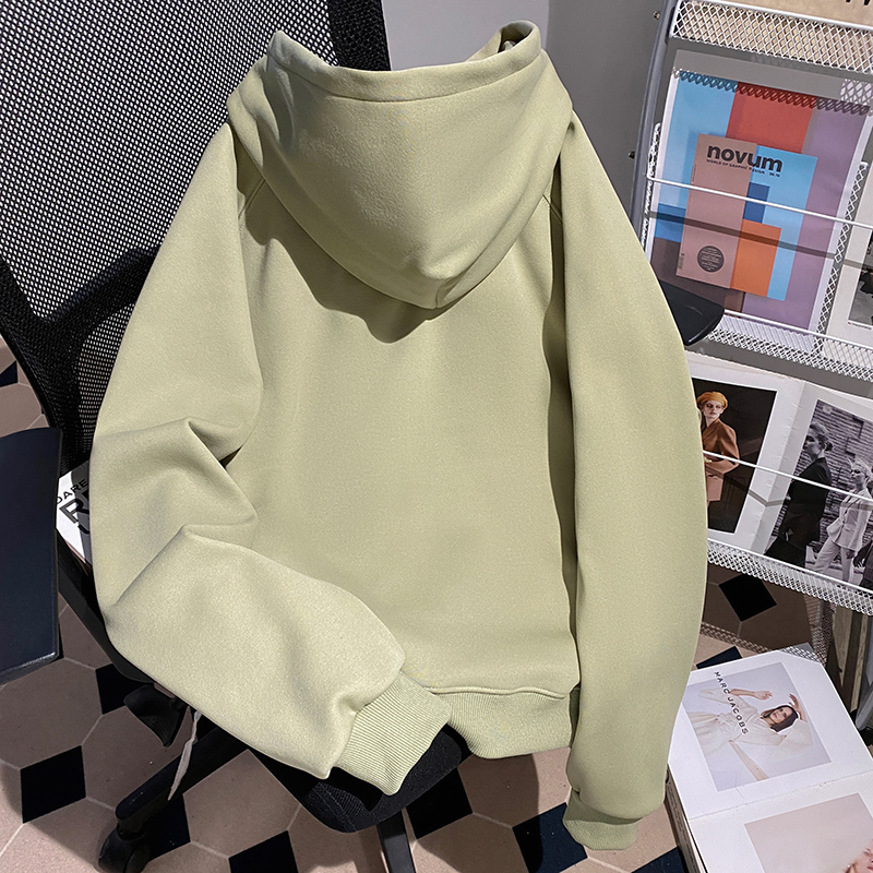 Hooded zip coat plus velvet cardigan for women