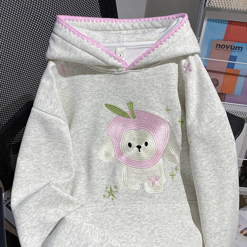 Autumn and winter long tops cartoon hoodie for women