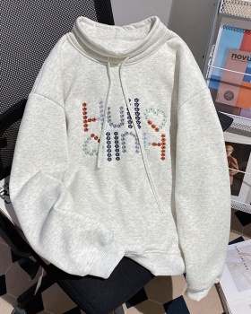 Pure cotton cstand collar embroidery tops for women