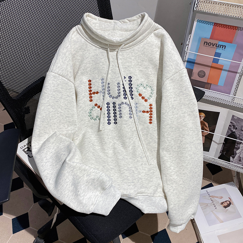 Pure cotton cstand collar embroidery tops for women