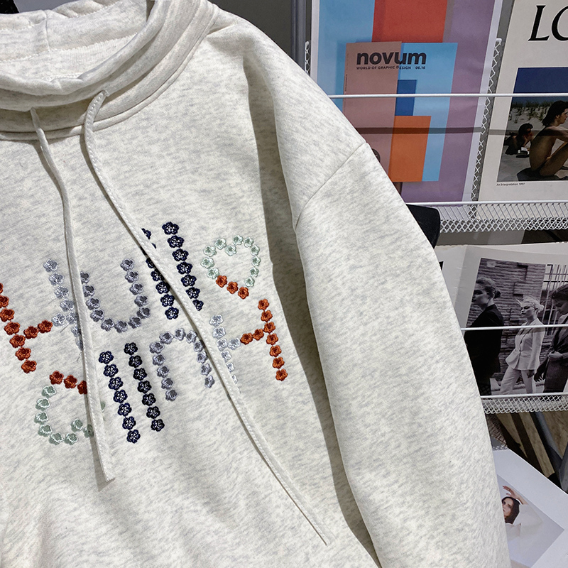 Pure cotton cstand collar embroidery tops for women