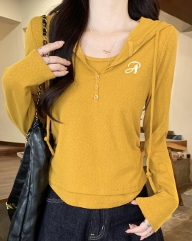 Pinched waist niche tops slim unique T-shirt for women