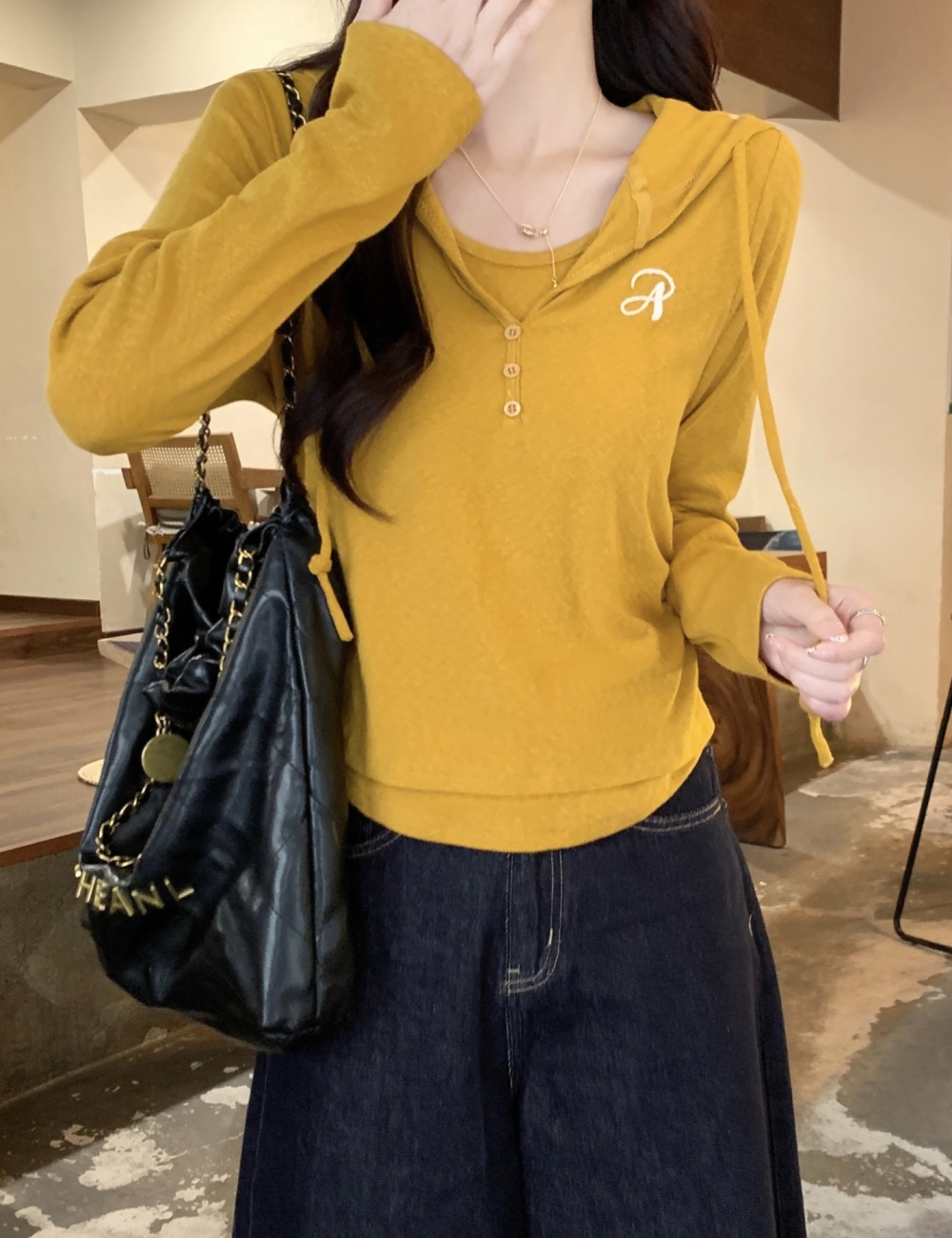 Pinched waist niche tops slim unique T-shirt for women