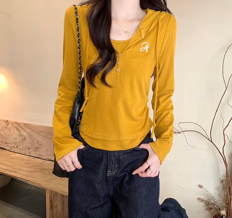 Pinched waist niche tops slim unique T-shirt for women