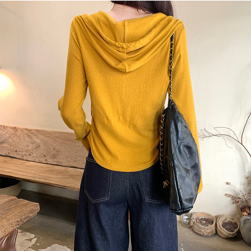 Pinched waist niche tops slim unique T-shirt for women