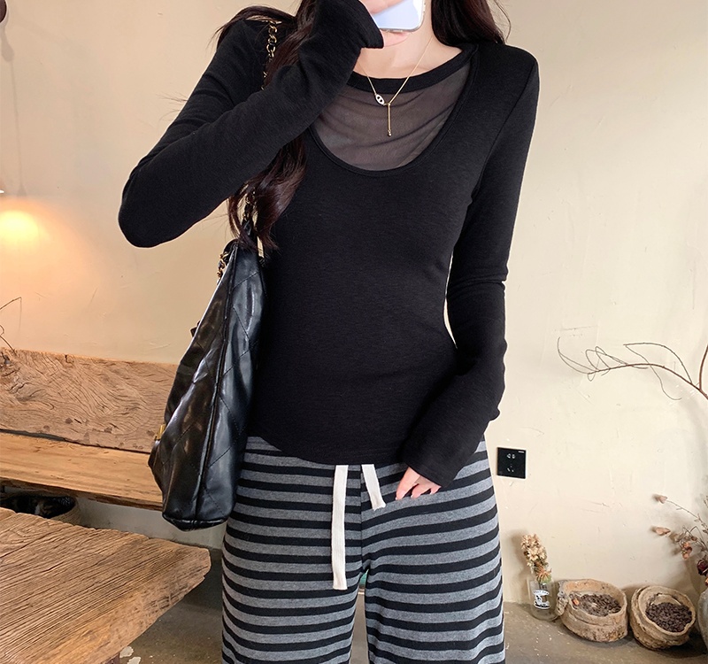 Thin long sleeve bottoming shirt slim tops for women