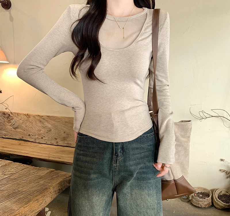 Thin long sleeve bottoming shirt slim tops for women