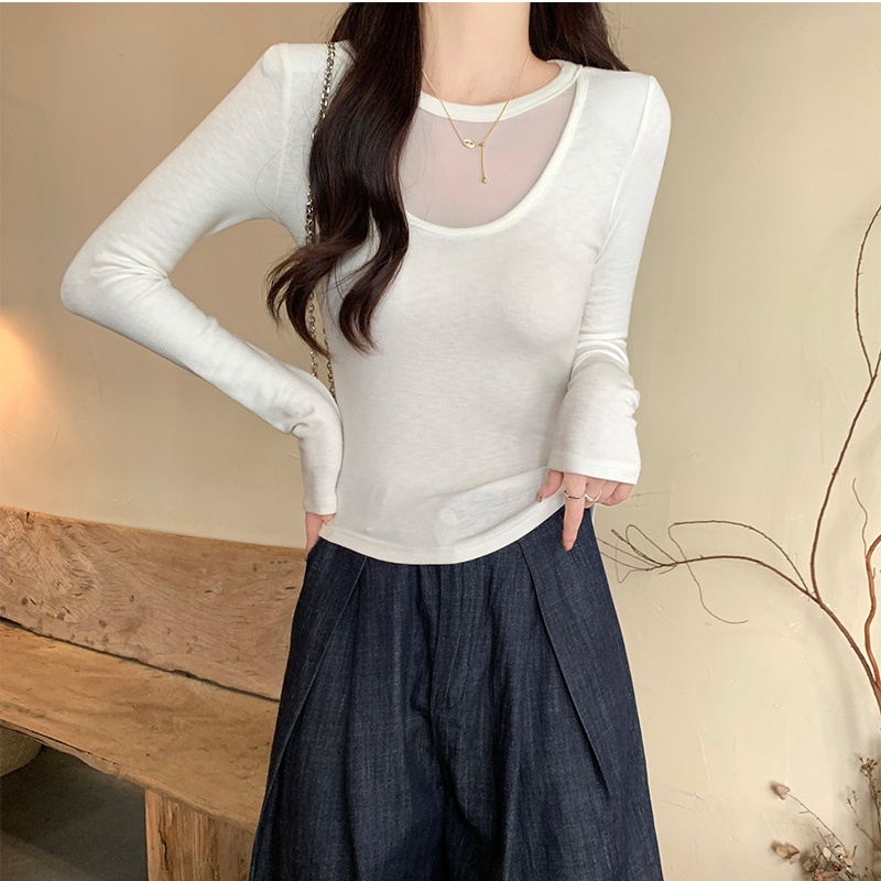 Thin long sleeve bottoming shirt slim tops for women