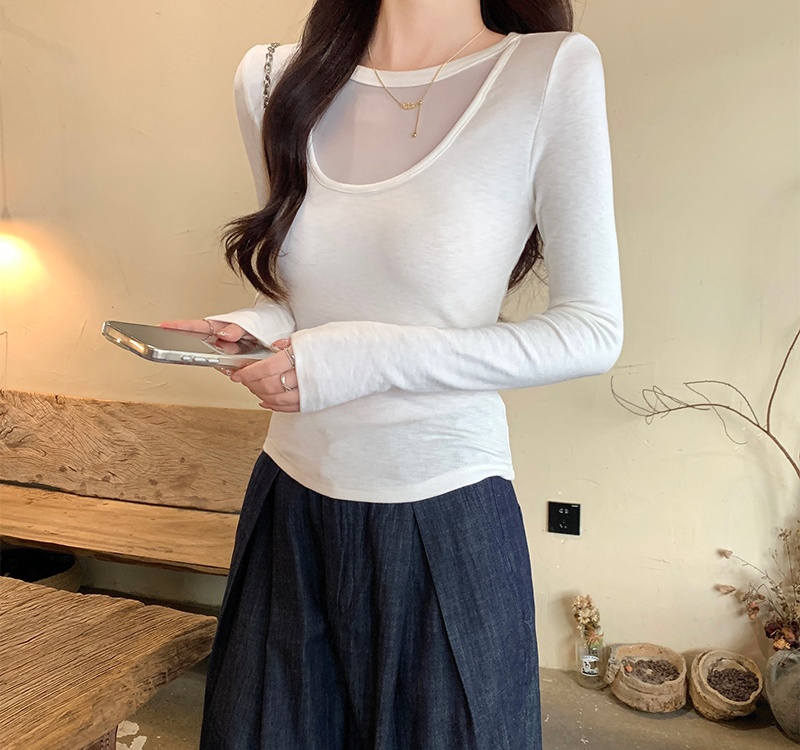 Thin long sleeve bottoming shirt slim tops for women