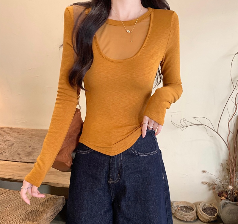 Thin long sleeve bottoming shirt slim tops for women