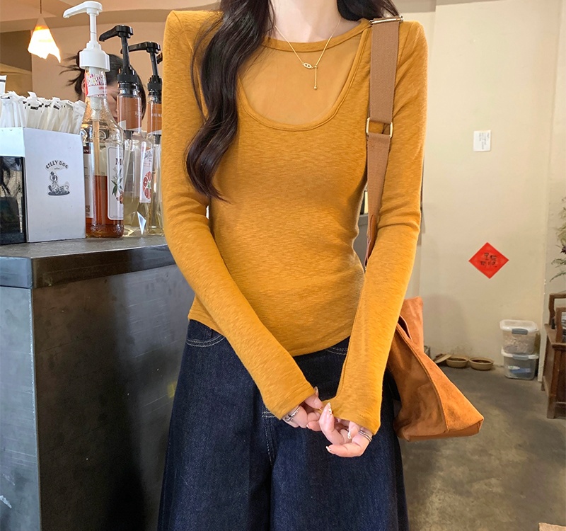 Thin long sleeve bottoming shirt slim tops for women